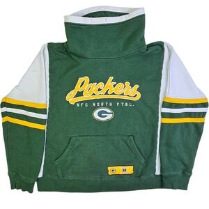 NFL Team Apparel Green Bay Packers Funnel Neck Sweatshirt Mens Large Embroidered